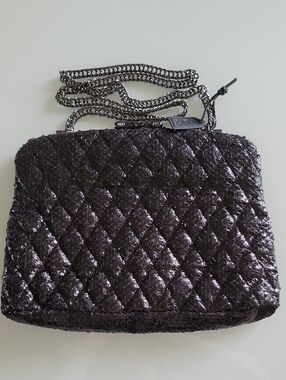 Zara Black Quilted Handbag With Chain Strap